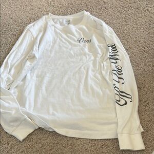 Vans White Long Sleeve Tee with Black Script